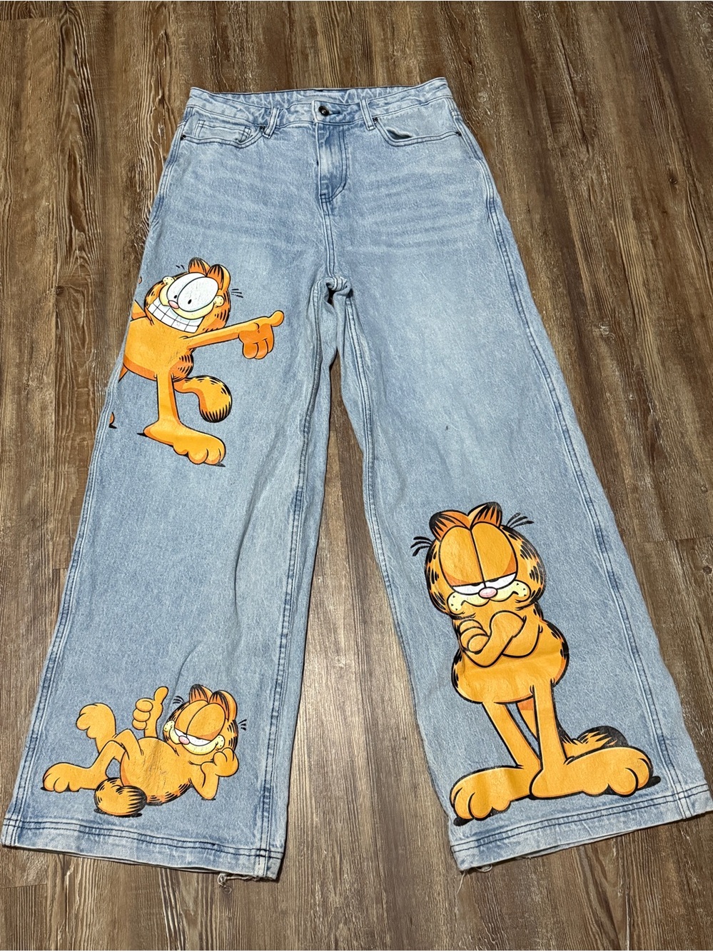 Hot Topic Garfield Wide Leg Jeans Women's 7 High Rise Baggy 90s Denim